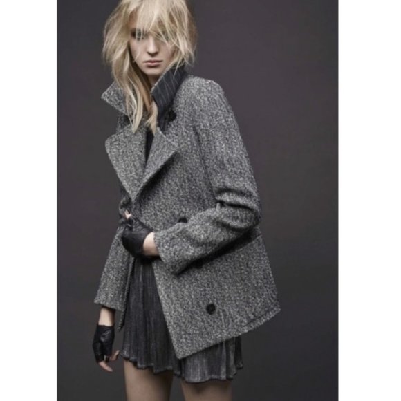 Zadig & Voltaire Miles Deluxe Double-Breasted Coat Gris Peacoat